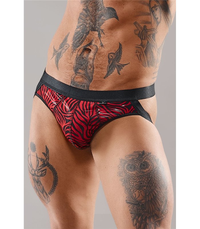 Transparenter Herren-Tüll-Jockstrap mit Vinyl-Einsatz | Regnes Fetish Planet