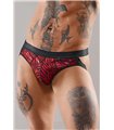Transparenter Herren-Tüll-Jockstrap mit Vinyl-Einsatz | Regnes Fetish Planet Transparenter Herren-Tüll-Jockstrap mit Vinyl-Einsatz | Regnes Fetish Planet