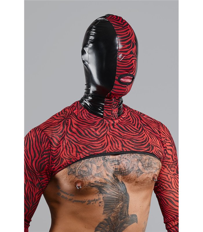 Hochwertige Vinyl-Maske mit Netz-Zierstreifen und Schlüssel-Verriegelung | Regnes Fetish Planet
