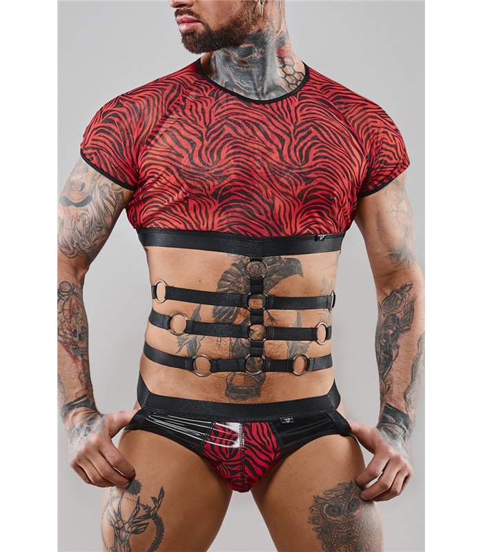Harness Tüll-Oberteil mit Gummibändern und Metallringen | Regnes Fetish Planet