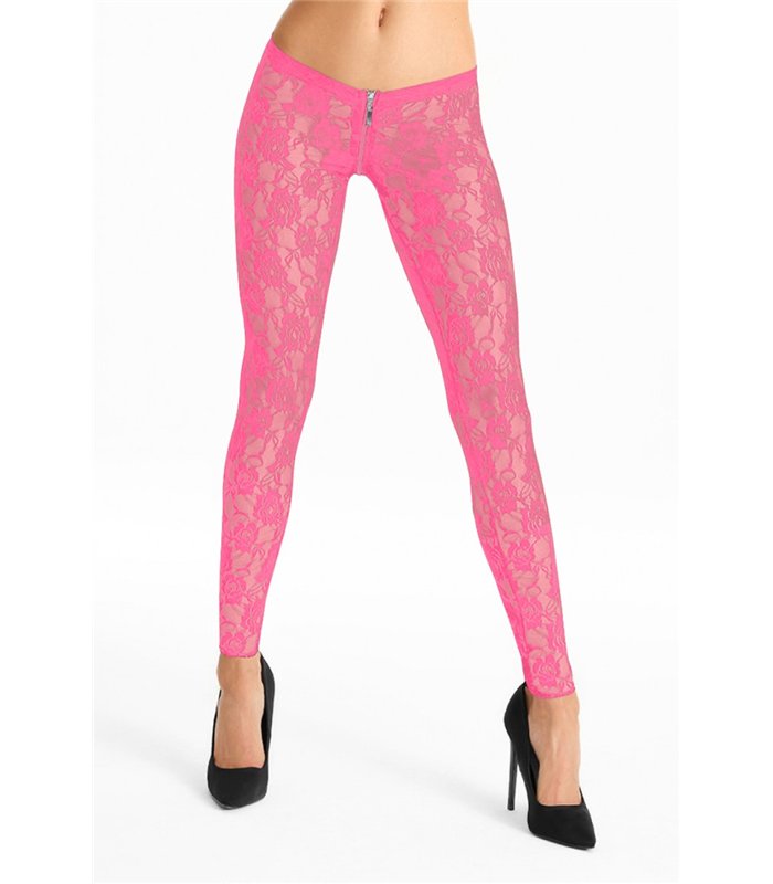 Transparente Spitzen-Leggings mit Reißverschluss und Gummibund | 7Heaven
