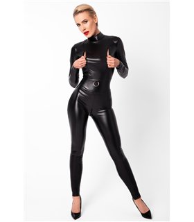 Powerwetlook Catsuit mit rückseitigem Reißverschluss | Noir Handmade