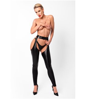 Elegante Chaps mit Knopfverschluss und glänzender Oberfläche | Noir Handmade