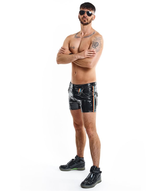 Lack-Shorts mit Taschen und Metallring | Regnes Fetish Planet