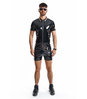 Herren Poloshirt mit Regenbogen-Kragen und Reißverschluss | Regnes Fetish Planet Herren Poloshirt mit Regenbogen-Kragen und Reißverschluss | Regnes Fetish Planet