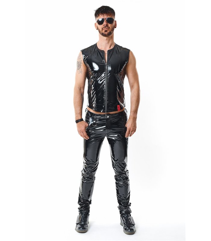 Herren Weste mit Reißverschluss und vertikalen Nähten | Regnes Fetish Planet