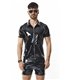 Herren Poloshirt aus glänzendem Lack-Optik Material | Regnes Fetish Planet