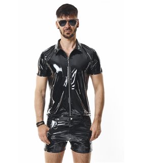 Herren Poloshirt aus glänzendem Lack-Optik Material | Regnes Fetish Planet Herren Poloshirt aus glänzendem Lack-Optik Material | Regnes Fetish Planet