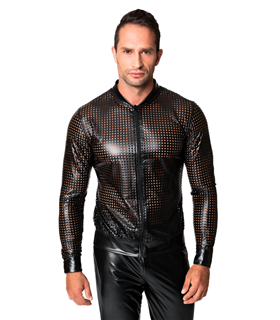 Perforierte Bomberjacke mit geometrischem Strukturmuster | Noir Handmade Men