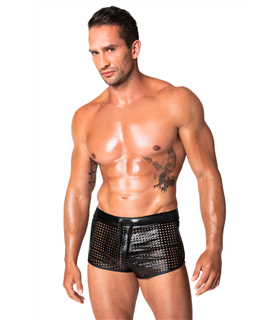 Perforierte Kunstleder-Shorts mit elegantem Strukturdesign | Noir Handmade Men