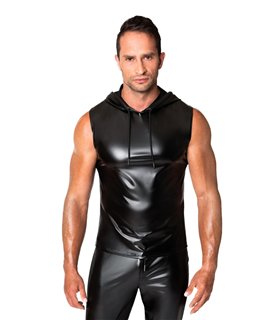 Ärmelloses Kapuzenshirt mit Wetlook-Finish und cooler Silhouette | Noir Handmade Men