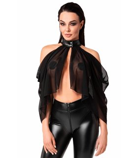 Transparenter Neckholder-Bolero mit Druckknöpfen | Noir Handmade