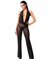 Neckholder Bodystocking mit transparentem Netzmaterial und Wasserfallausschnitt | Noir Handmade