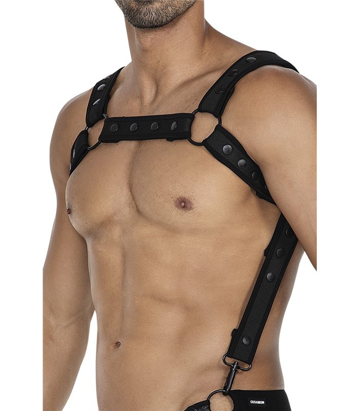 Männer Brust-Harness mit verstellbaren Druckknöpfen und Karabinerhaken | CUT4MEN