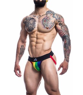 Elastische Jockstrap mit breitem Bund und Frontlogo | CUT4MEN Elastische Jockstrap mit breitem Bund und Frontlogo | CUT4MEN