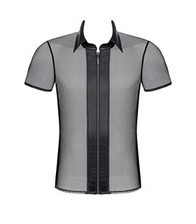 Transparentes Herren Mesh-Poloshirt mit Stehkragen | Regnes Fetish Planet Transparentes Herren Mesh-Poloshirt mit Stehkragen | Regnes Fetish Planet