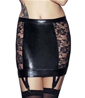 Wetlook-Rock mit Spitzendetails und Strumpfhaltern | 7Heaven