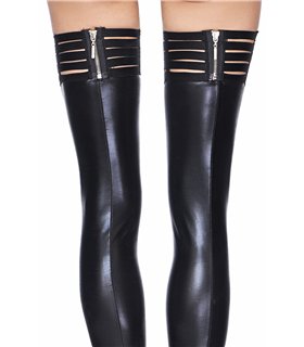 Wetlook Strümpfe mit Reißverschluss, exklusive Dessous-Accessoires | 7Heaven