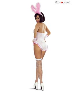 4-teiliges Hasen-Set mit Body, Armstulpen und Netzstrümpfen | Provocative 4-teiliges Hasen-Set mit Body, Armstulpen und Netzstrümpfen | Provocative