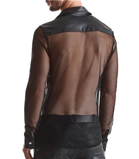 Herren Slim-Fit Hemd aus Wetlook-Mesh mit Metallknöpfen | Regnes Fetish Planet Herren Slim-Fit Hemd aus Wetlook-Mesh mit Metallknöpfen | Regnes Fetish Planet
