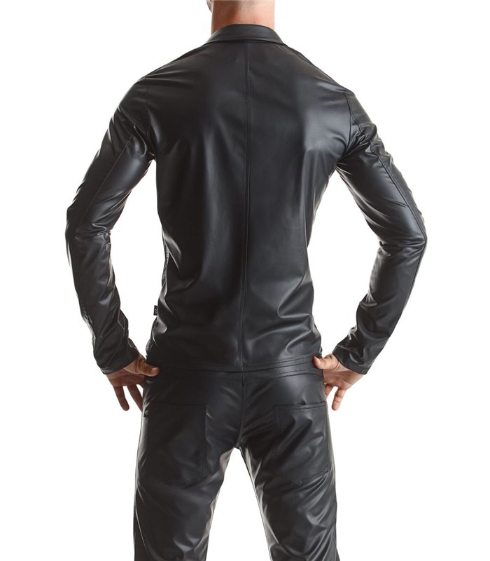 Extravagante Mesh-Jacke mit Wetlook-Elementen und vertikalen Linien | Regnes Fetish Planet