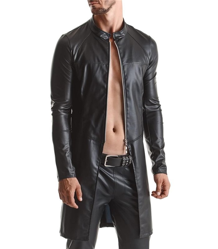 Eleganter Herren Wetlook Mantel mit diagonalen Nähten | Regnes Fetish Planet