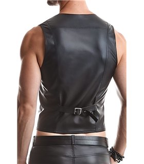 Elegante Herren-Weste mit geometrischen Steppungen und Metallschnalle | Regnes Fetish Planet Elegante Herren-Weste mit geometrischen Steppungen und Metallschnalle | Regnes Fetish Planet