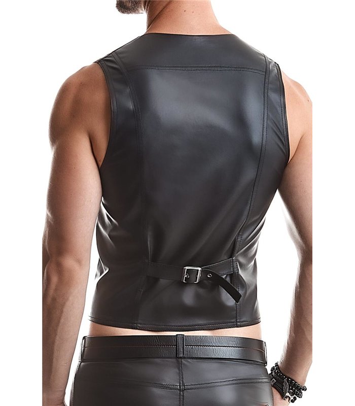 Elegante Herren-Weste mit geometrischen Steppungen und Metallschnalle | Regnes Fetish Planet