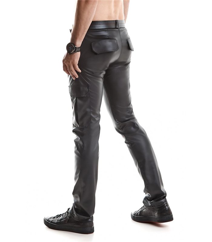 Cargohose mit 6 Taschen Wetlook-Material Herren Schnitt | Regnes Fetish Planet