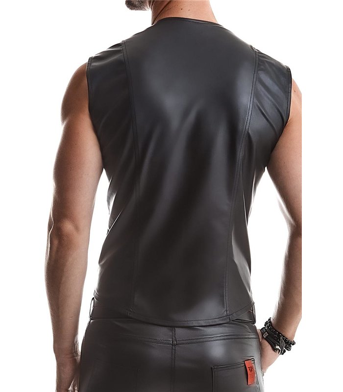Herren Wetlook Weste mit Doppel-Reißverschluss | Regnes Fetish Planet