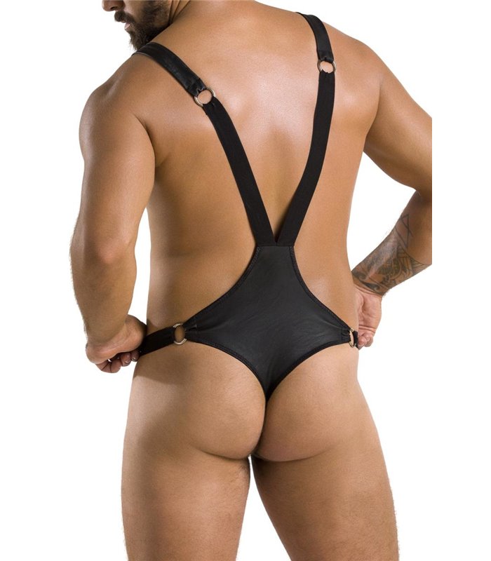 Herren-Body wetlook mit Metallelementen und Gummibändern | Passion Menswear