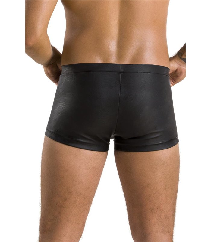 Männer Kunstleder Shorts mit Frontöffnung und Gummibund | Passion Menswear