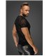 Transparentes Herren-Netz-Shirt mit Leoparden-Print V-Ausschnitt | Noir Handmade Men