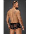 Herren Shorts mit floralem Flockdruck und offenem Hosensteg | Noir Handmade Men Herren Shorts mit floralem Flockdruck und offenem Hosensteg | Noir Handmade Men