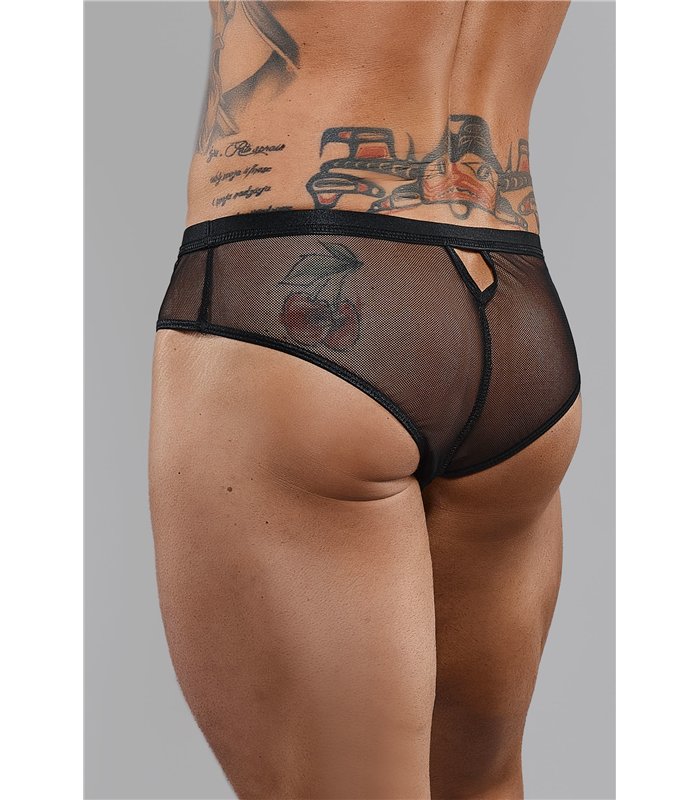Transparenter Tüll-Slip mit Vinyl-Einsatz | Regnes Fetish Planet