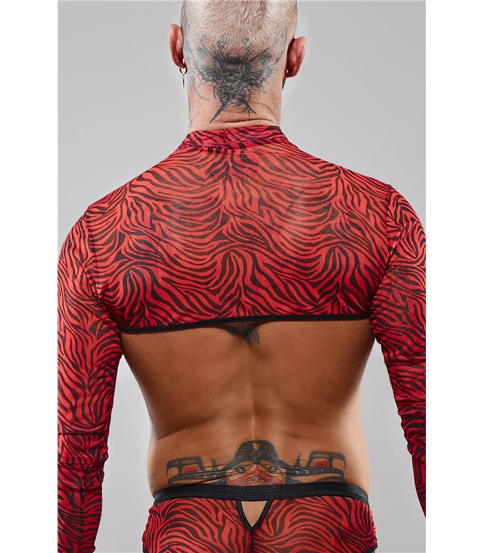 Dehnbarer Tüll-Crop-Top mit offenen Schultern | Regnes Fetish Planet