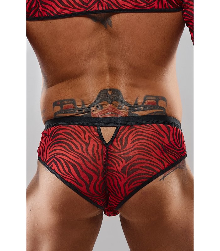 Netz-Tanga mit Vinyl-Einsatz | Regnes Fetish Planet