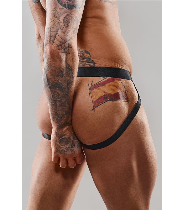 Transparenter Herren-Tüll-Jockstrap mit Vinyl-Einsatz | Regnes Fetish Planet