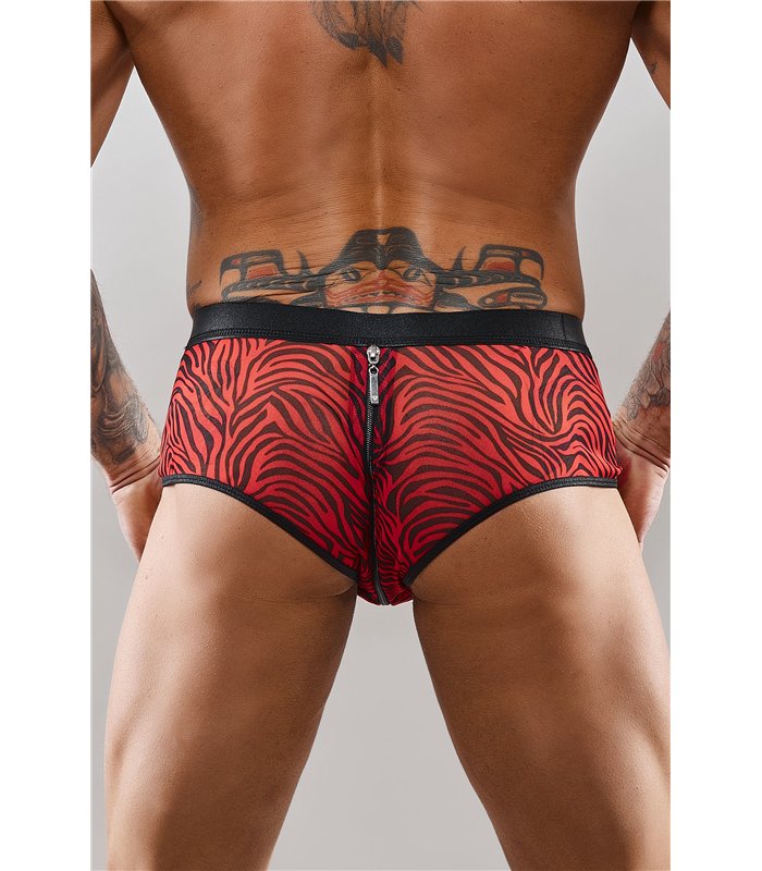 Erotische Netz-Shorts mit Reißverschluss und Zebramuster | Regnes Fetish Planet