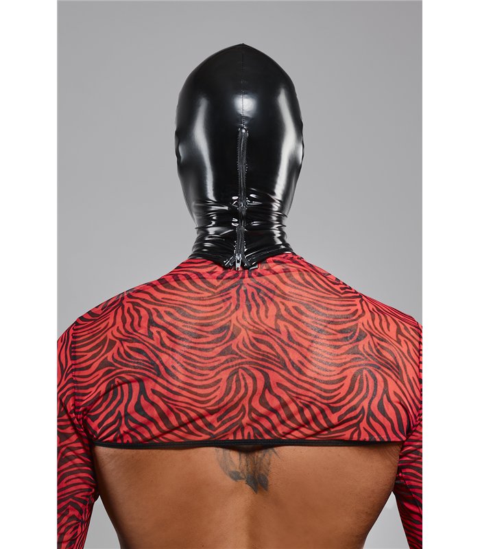 Hochwertige Vinyl-Maske mit Netz-Zierstreifen und Schlüssel-Verriegelung | Regnes Fetish Planet