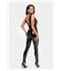 Spitzen-Wetlook Jumpsuit mit Halsband und abnehmbarer Kette | Noir Handmade