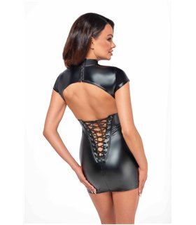 Wetlook Minikleid mit Schnürung und Hakenverschluss | Noir Handmade