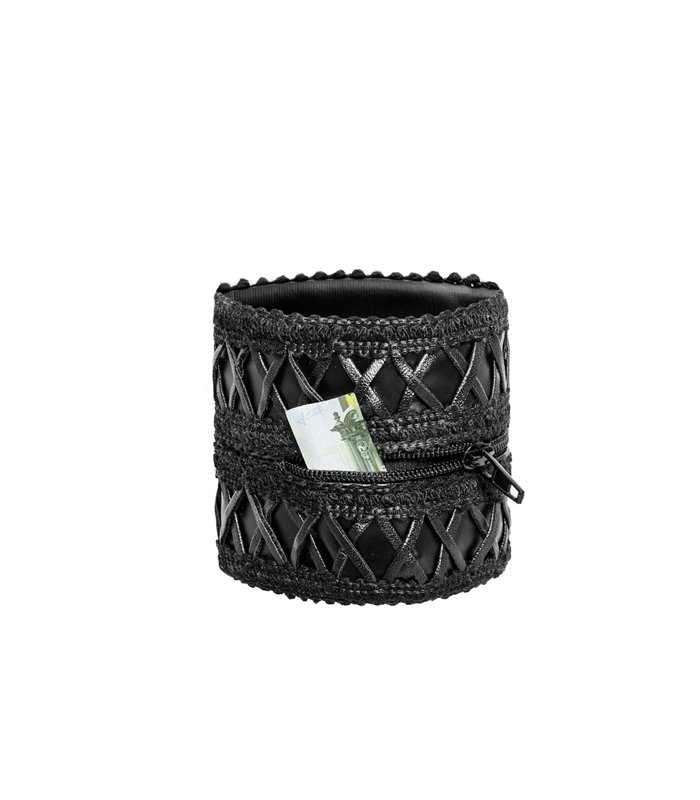 Handgelenktasche mit verstecktem Reißverschluss, elegantes Design | Noir Handmade