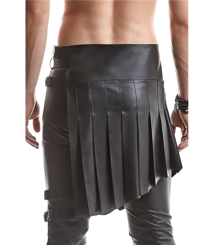 Herren Asymmetrischer Rock mit vertikalen Falten und Gürteldetails | Regnes Fetish Planet