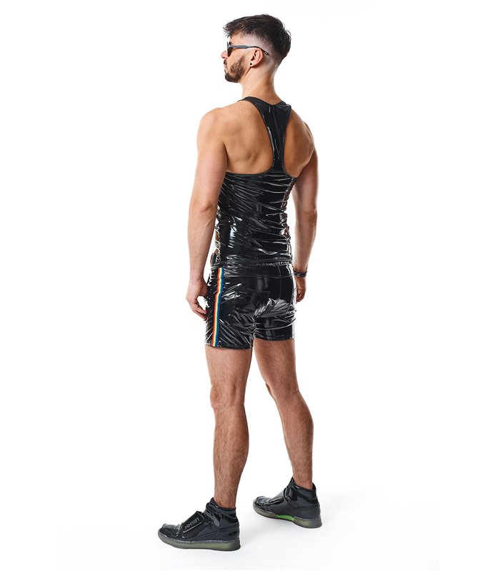 PVC Tank Top mit Regenbogen-Details | Regnes Fetish Planet