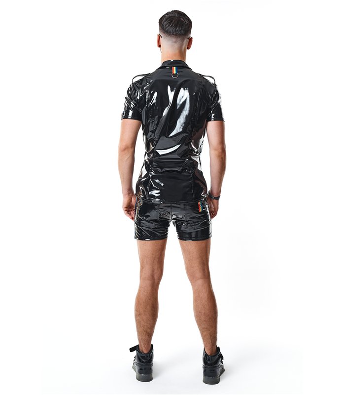 Military Hemd aus Lack-Optik mit LGBTQ+ Details | Regnes Fetish Planet