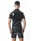 Poloshirt aus glänzendem Lack-Stoff mit vertikalen Designnähten | Regnes Fetish Planet