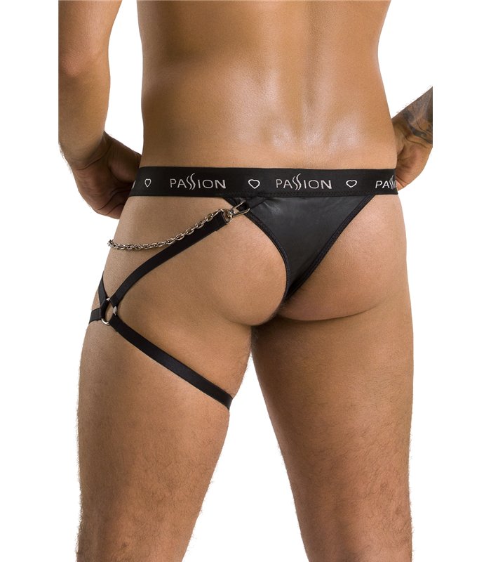 Männer String mit abnehmbarem Beinharness aus Kunstleder | Passion Menswear