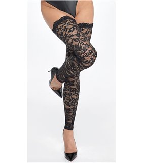 Elegante Spitzenstrümpfe mit Blumenmuster und Silikonband | Noir Handmade