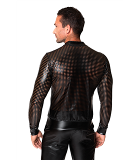 Perforierte Bomberjacke mit geometrischem Strukturmuster | Noir Handmade Men